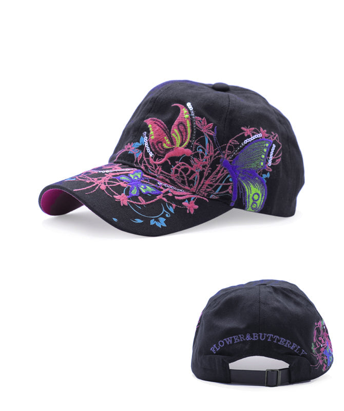 Butterflies Flower Embroidery Cap Girl