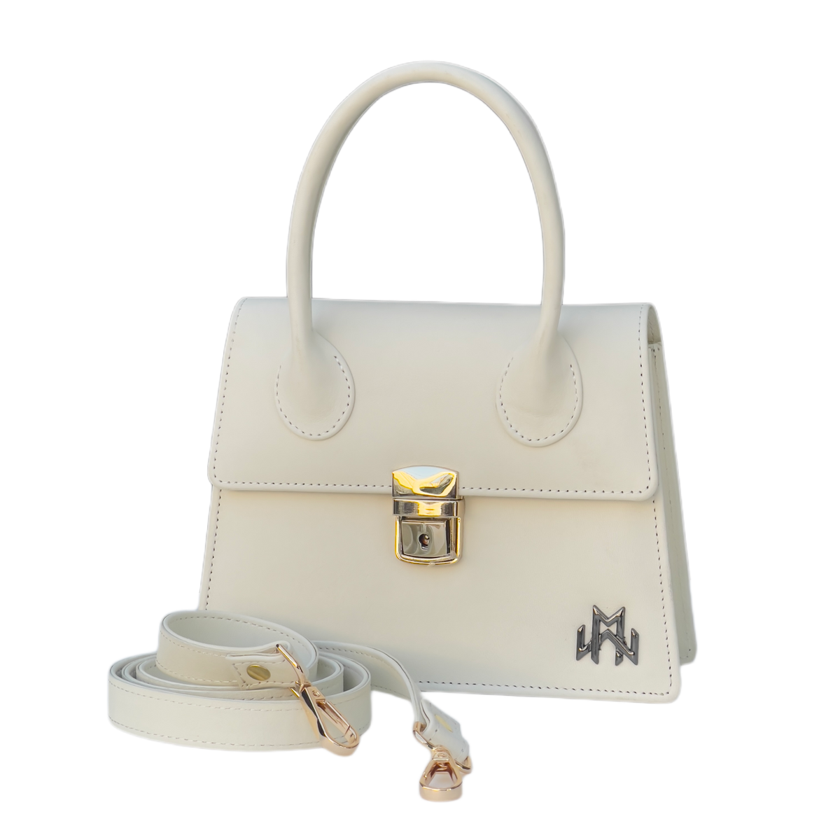 WM Ivory Grace Baguette Leather Bag