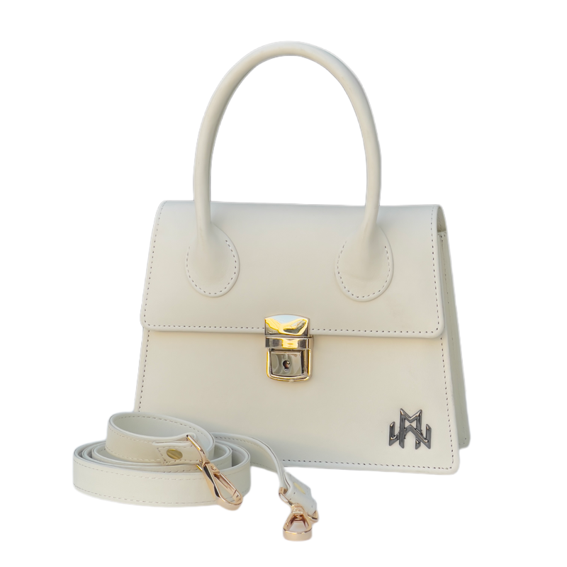 WM Ivory Grace Baguette Leather Bag