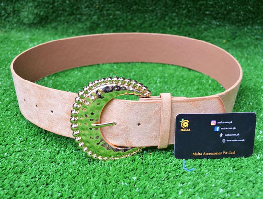High Quality Shiny Metal Buckle Wide Fashion Belt-(05-01-01-19)