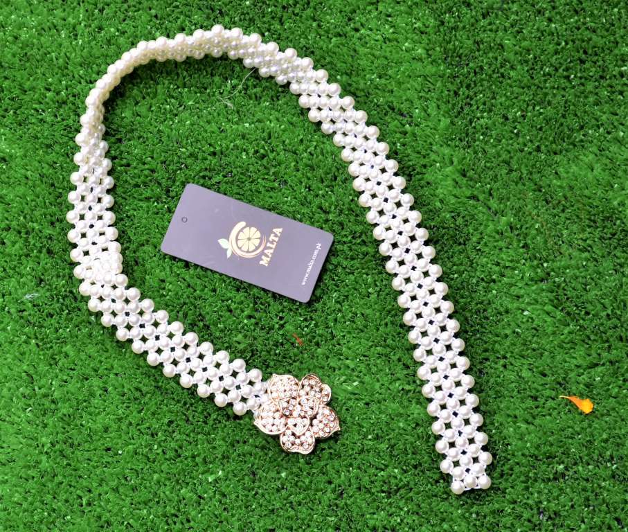 Elegant Women Pearl Crystal Belt