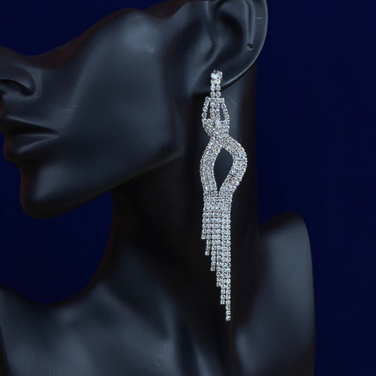 Princess Cut Rhinestone Hanging Earrings