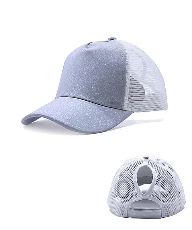 Glitter Ponytail Baseball Cap With Women Snapback Summer Mesh Hat