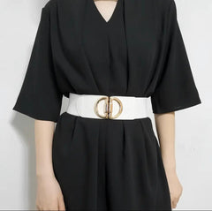 حزام جلدي عريض مرن