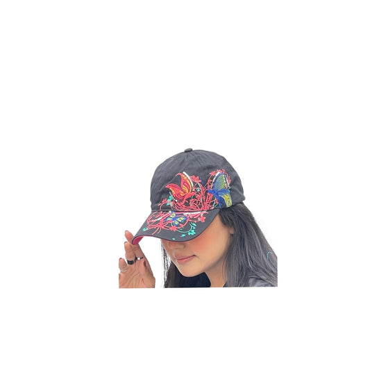 Butterflies Flower Embroidery Cap Girl