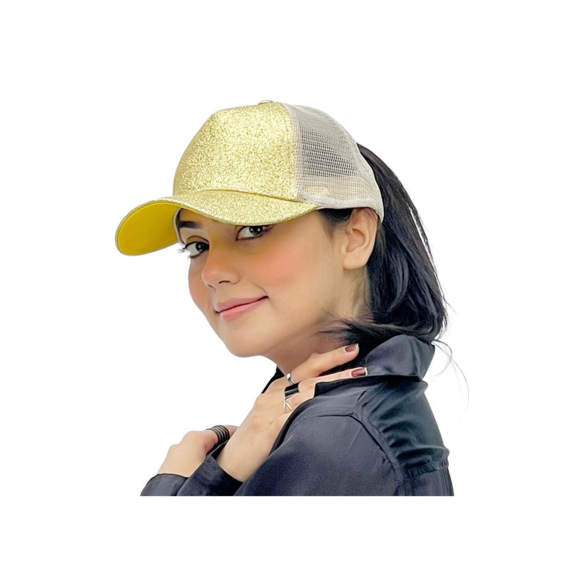 Glitter Ponytail Baseball Cap With Women Snapback Summer Mesh Hat