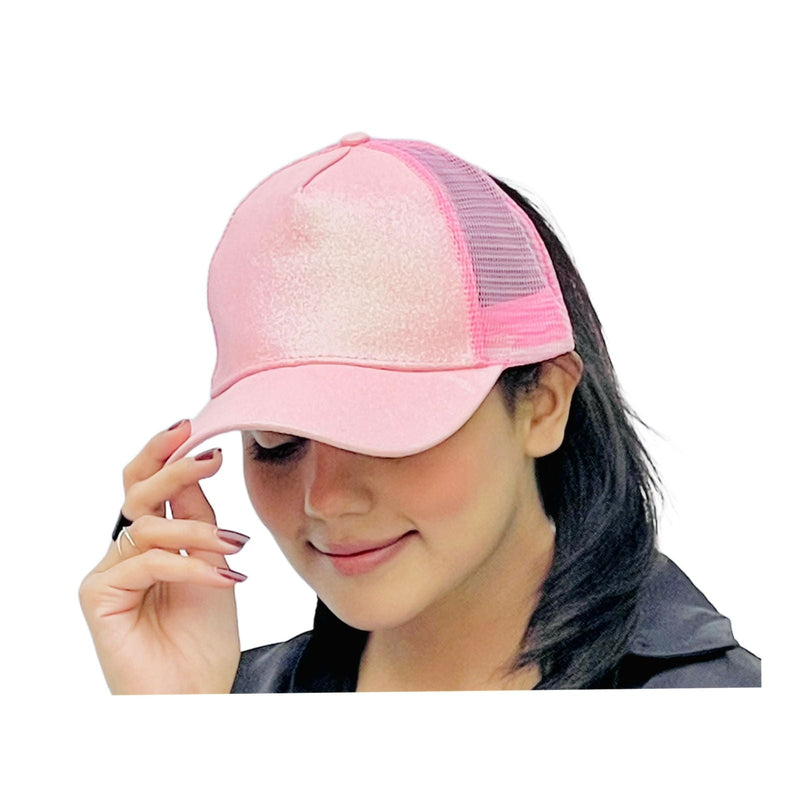 Glitter Ponytail Baseball Cap With Women Snapback Summer Mesh Hat