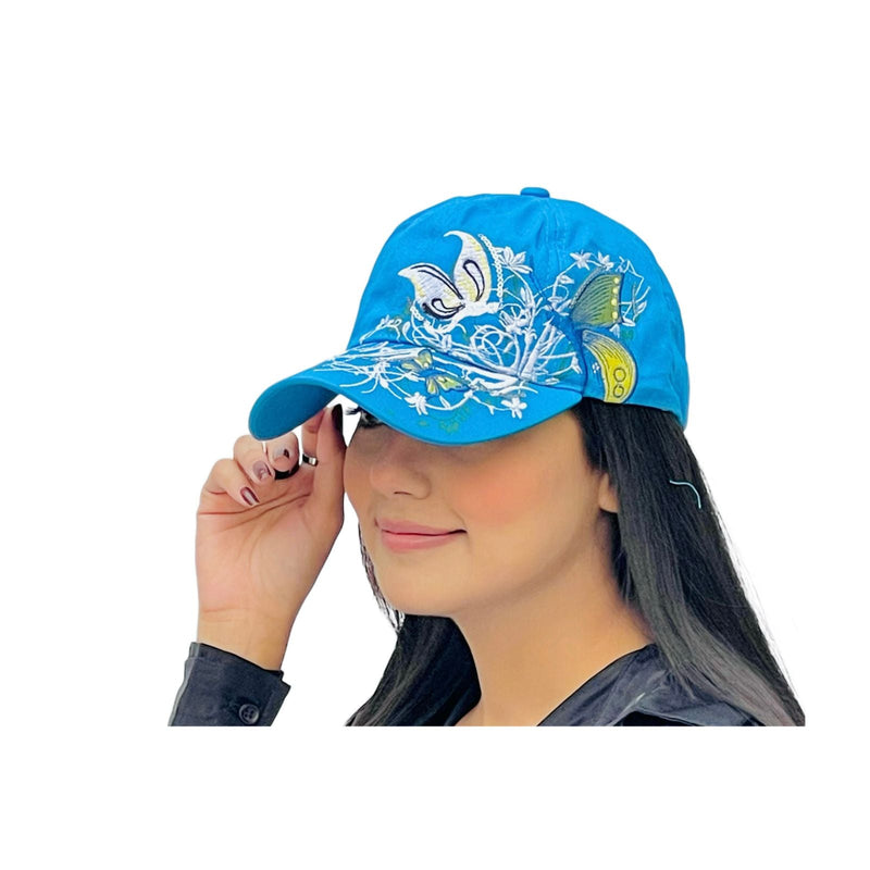 قبعة مطرزة بزهرة الفراشات للبنات