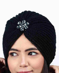 Woolen Turban cap (Black color)